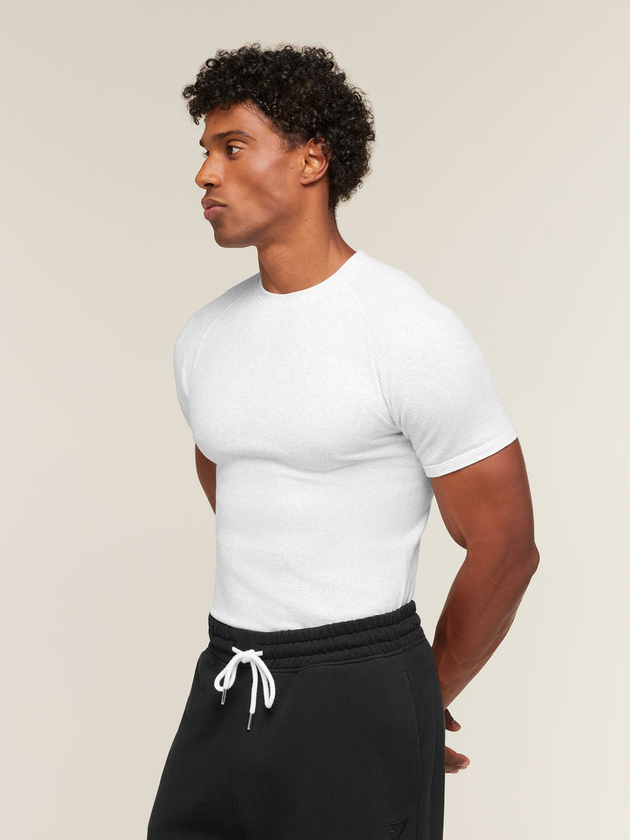 Gymshark Cotton Seamless T-Shirt — White Grey Marl — 3