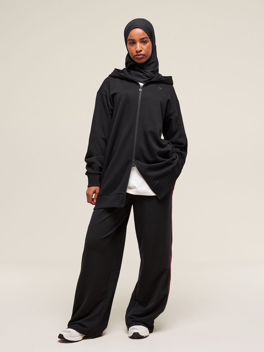 Gymshark Covered Longline Zip Up Hoodie — Black — 4