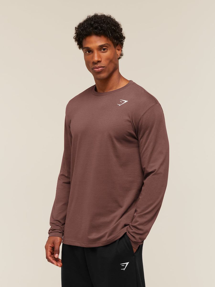Gymshark Crest Long Sleeve T-Shirt — Espresso Brown — 3