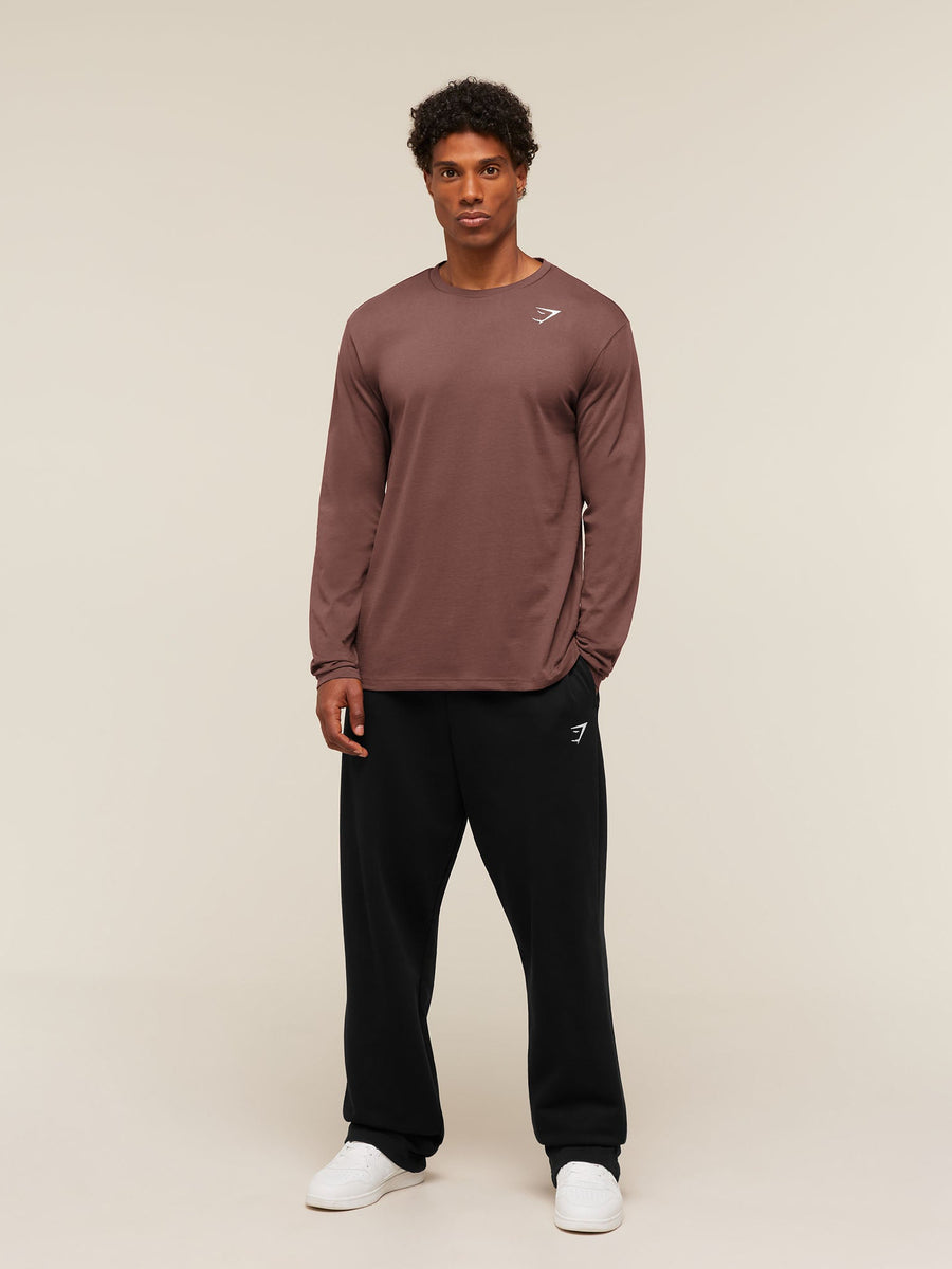 Gymshark Crest Long Sleeve T-Shirt — Espresso Brown — 5