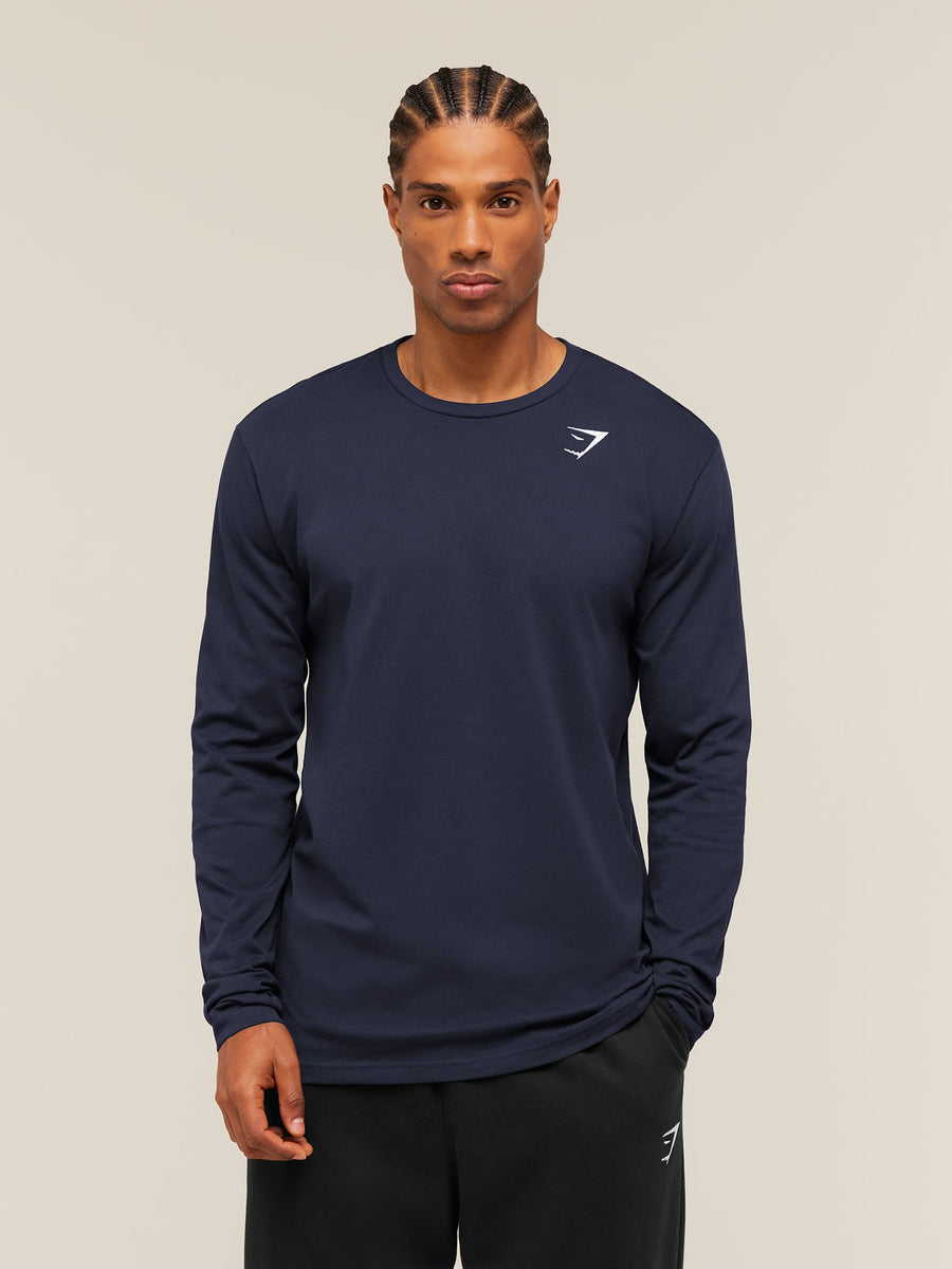 Gymshark Crest Long Sleeve T-Shirt — Heavy Blue — 1