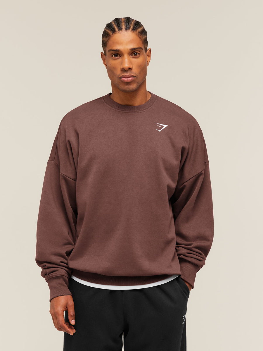 Gymshark Crest Oversized Crew — Espresso Brown — 1