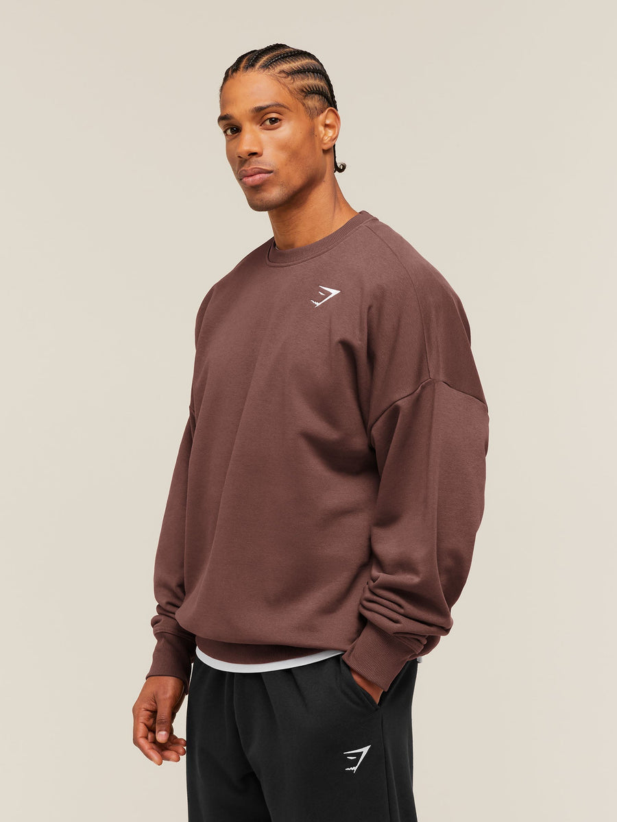 Gymshark Crest Oversized Crew — Espresso Brown — 3