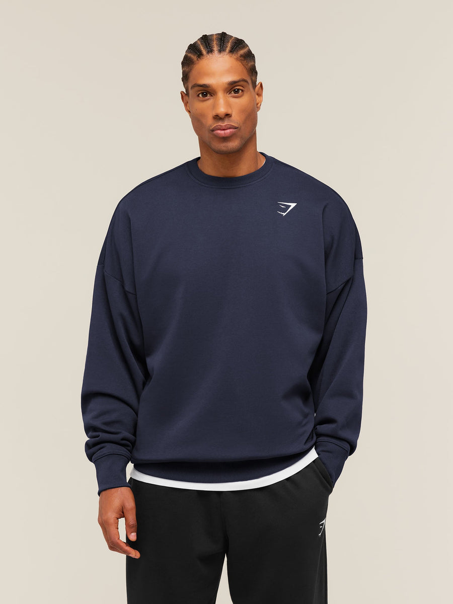 Gymshark Crest Oversized Crew — Heavy Blue — 1