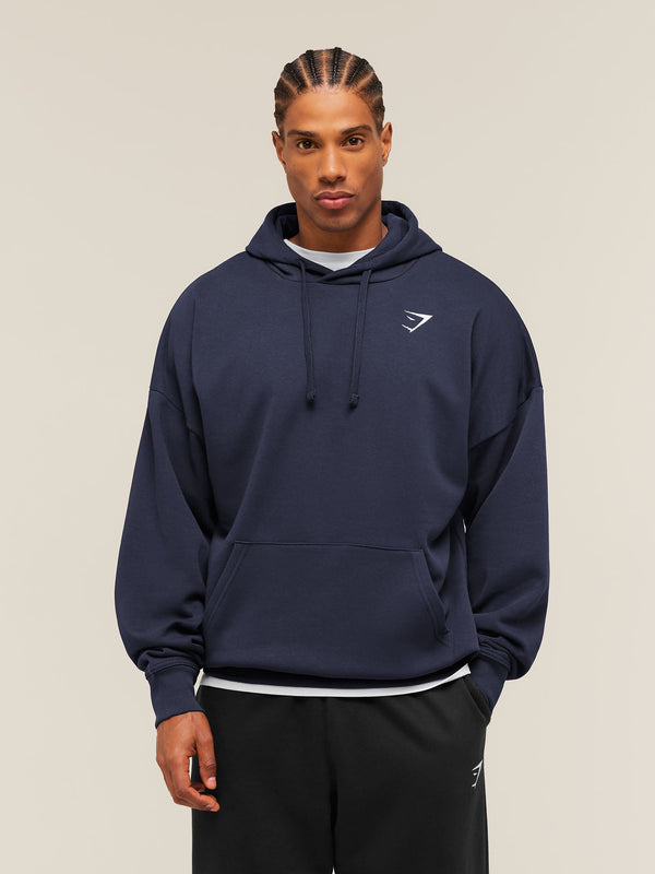 Gymshark Crest Oversized Hoodie — Heavy Blue