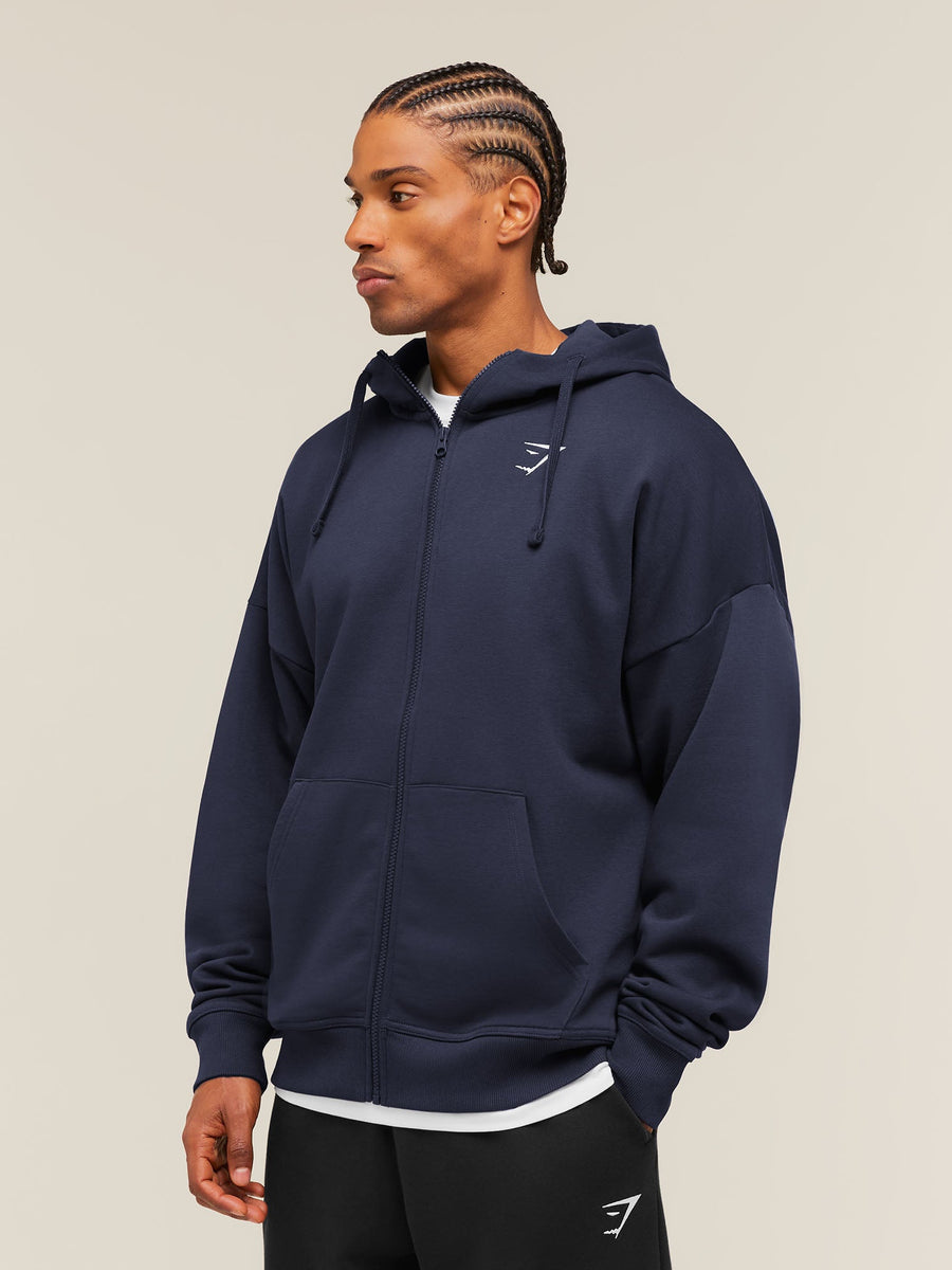 Gymshark Crest Oversized Zip Up Hoodie — Heavy Blue — 3