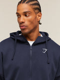 Gymshark Crest Oversized Zip Up Hoodie — Heavy Blue — 4