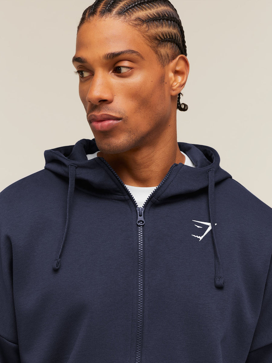 Gymshark Crest Oversized Zip Up Hoodie — Heavy Blue — 4