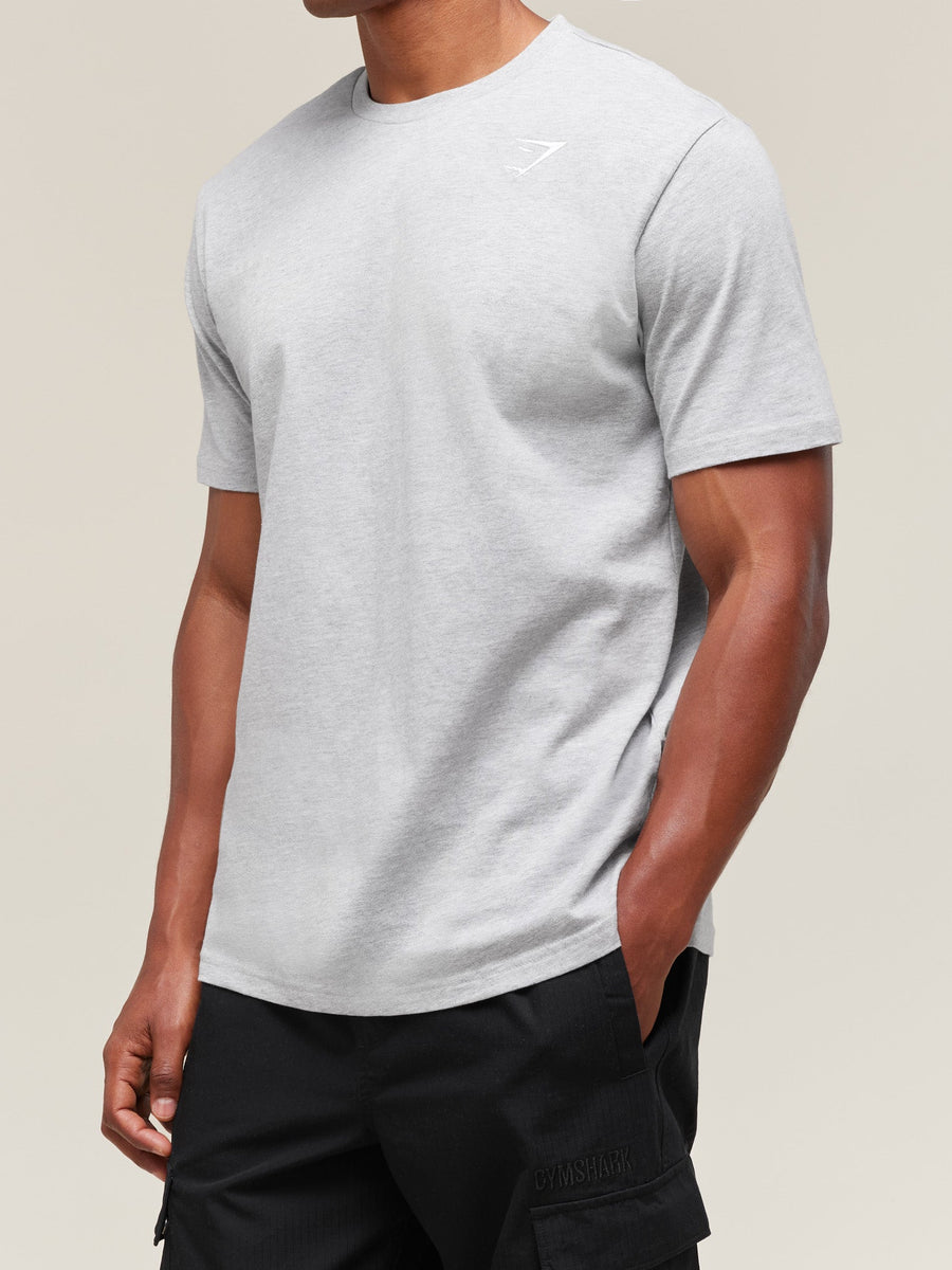 Gymshark Crest T-Shirt — Light Grey Marl — 3