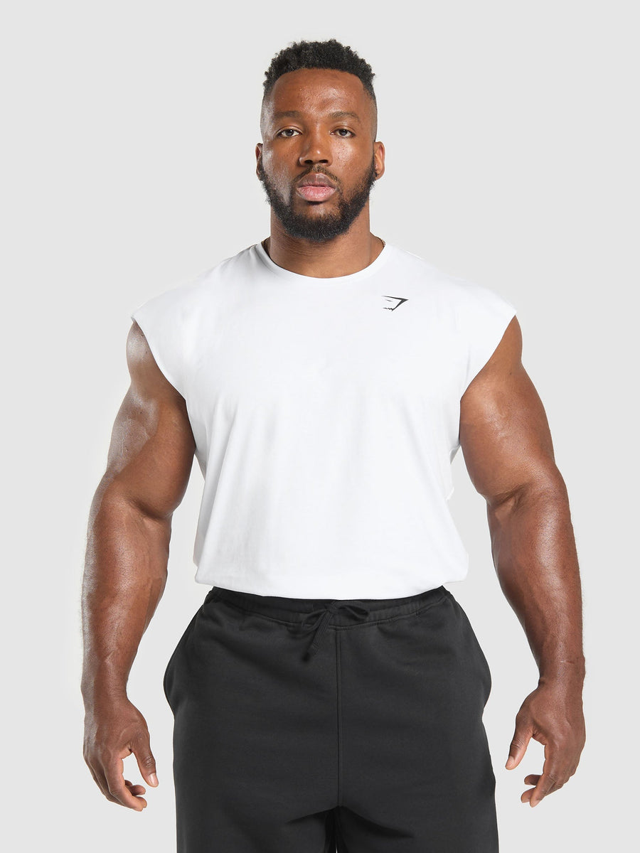 Gymshark Critical Cut Off Tank — White — 1