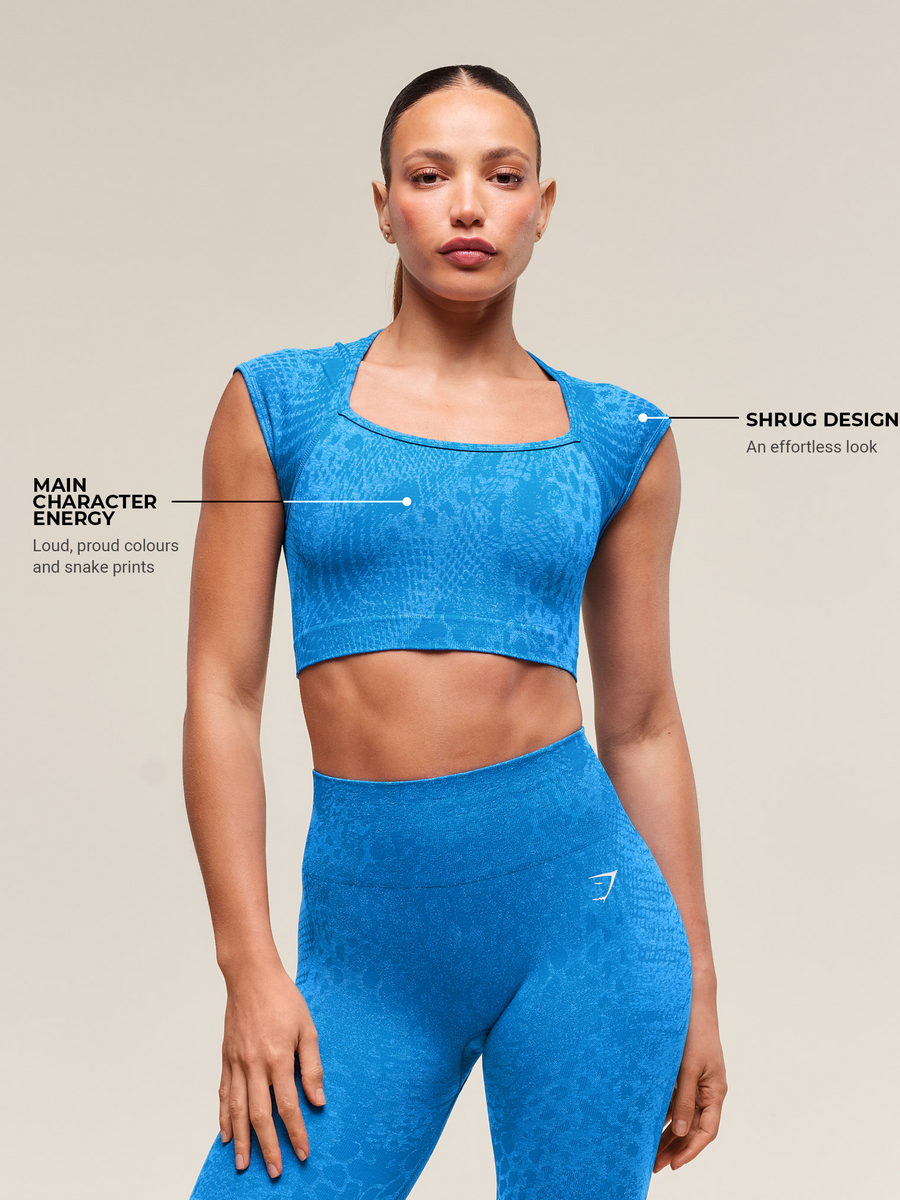 Gymshark Adapt Animal X Whitney Seamless Crop Top — Barbell Blue/Gentle Blue — 5