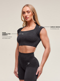 Gymshark Adapt Animal X Whitney Seamless Crop Top — Black/Asphalt Grey — 3