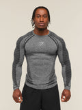 Gymshark Devant Seamless Long Sleeve T-Shirt — Black — 1