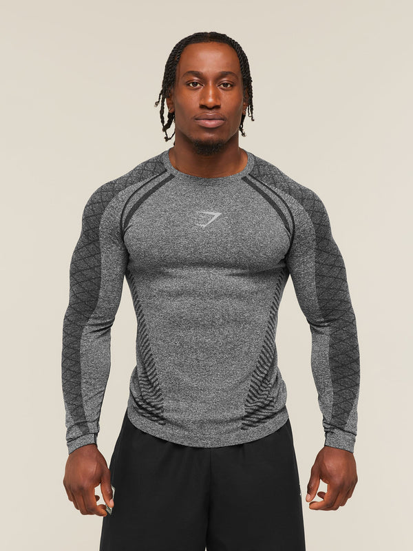 Gymshark Devant Seamless Long Sleeve T-Shirt — Black