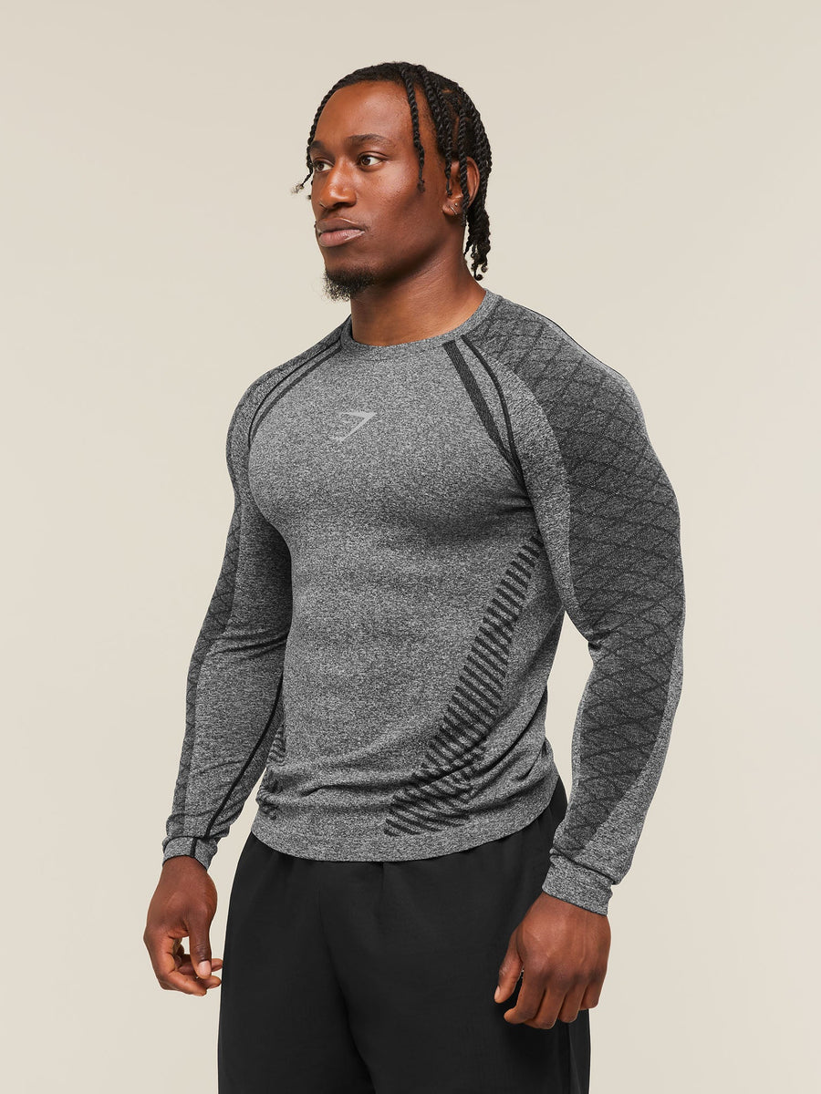 Gymshark Devant Seamless Long Sleeve T-Shirt — Black — 4