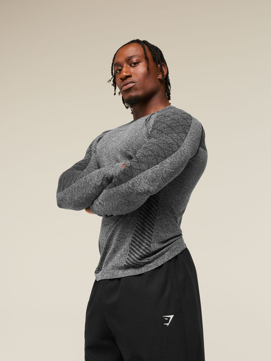 Gymshark Devant Seamless Long Sleeve T-Shirt — Black — 6
