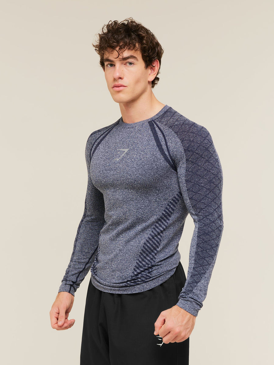 Gymshark Devant Seamless Long Sleeve T-Shirt — Heavy Blue — 3
