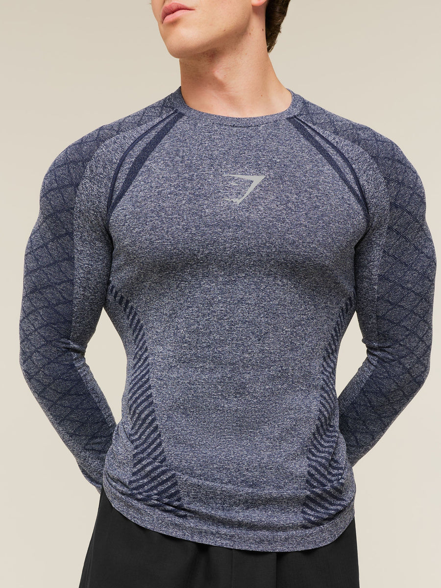 Gymshark Devant Seamless Long Sleeve T-Shirt — Heavy Blue — 6