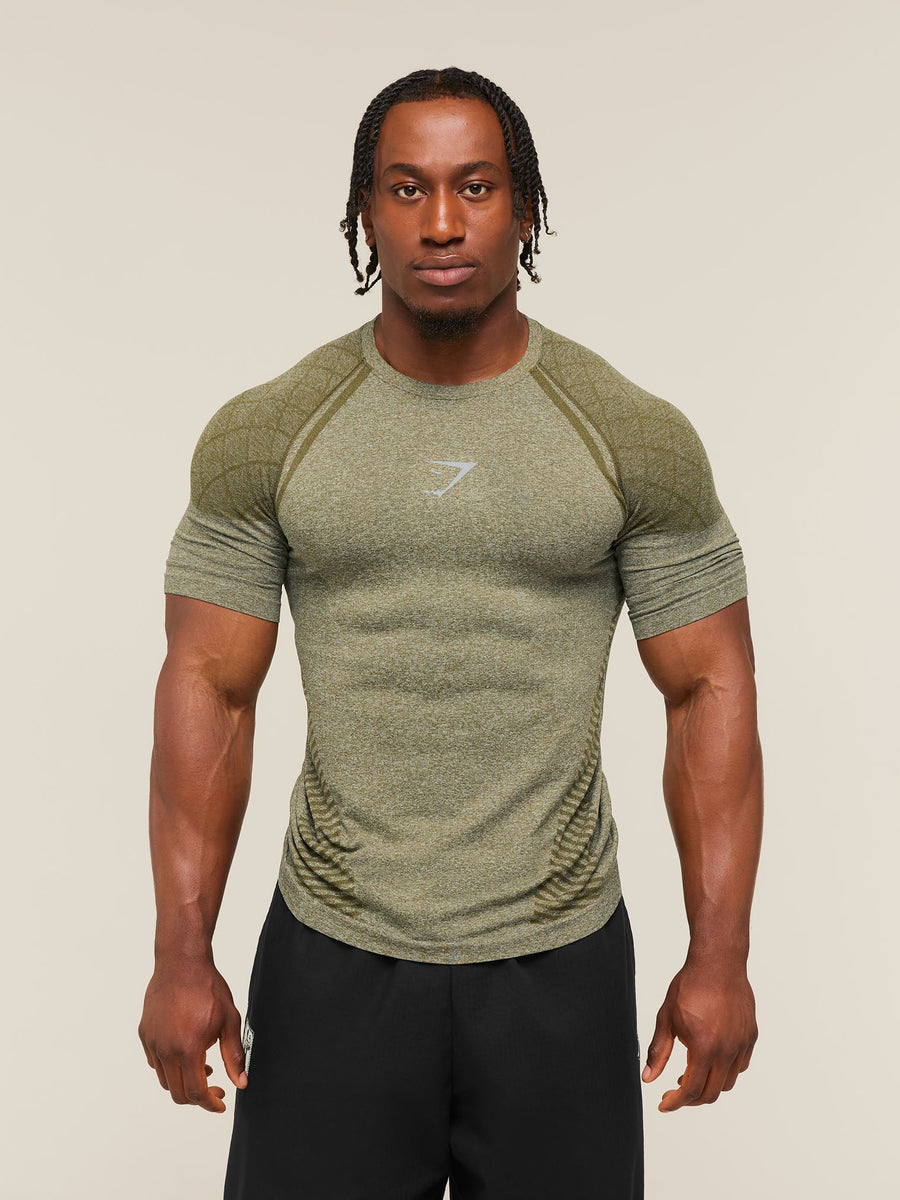Gymshark Devant Seamless T-Shirt — Canvas Green — 1