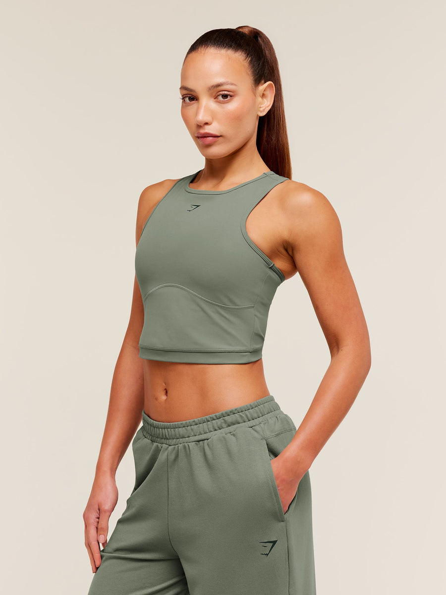 Gymshark Lifting Dipped Crop Tank — Unit Green — 3