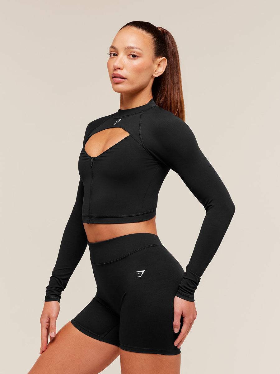Gymshark Dipped Long Sleeve 1/4 Zip Jacket — Black — 3