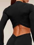 Gymshark Dipped Long Sleeve 1/4 Zip Jacket — Black — 6