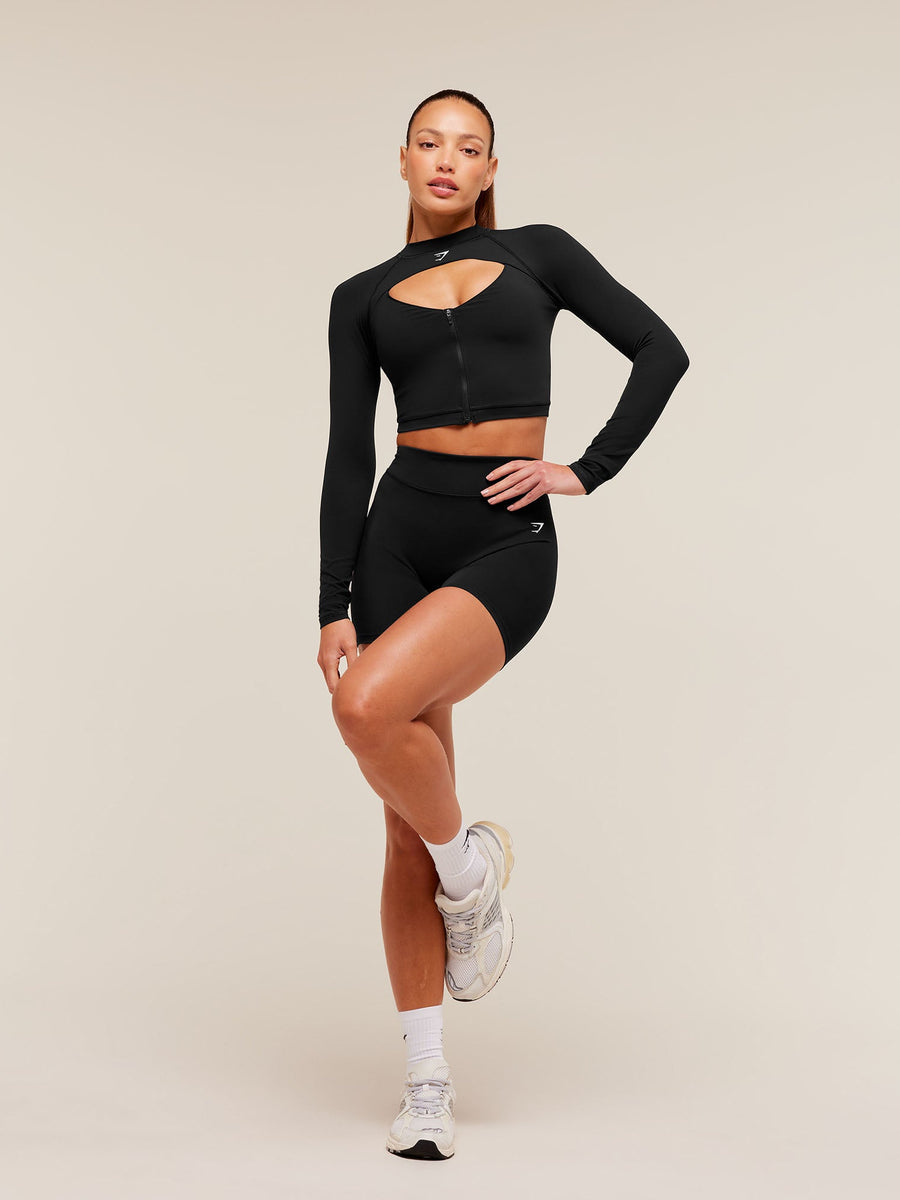 Gymshark Dipped Long Sleeve 1/4 Zip Jacket — Black — 4