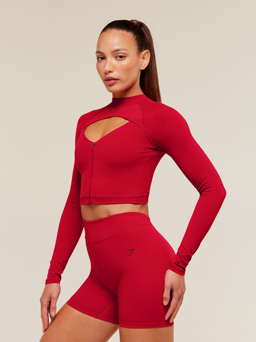 Gymshark Dipped Long Sleeve 1/4 Zip Jacket — Carmine Red — 3