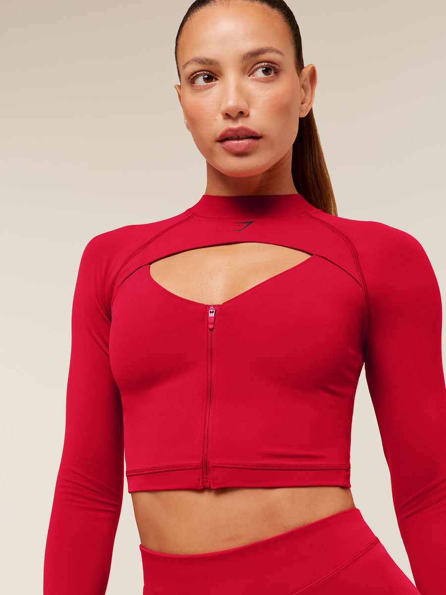 Gymshark Dipped Long Sleeve 1/4 Zip Jacket — Carmine Red — 5