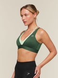 Gymshark Double Layer Medium Support Sports Bra — Earth Green/Sprint Green — 3