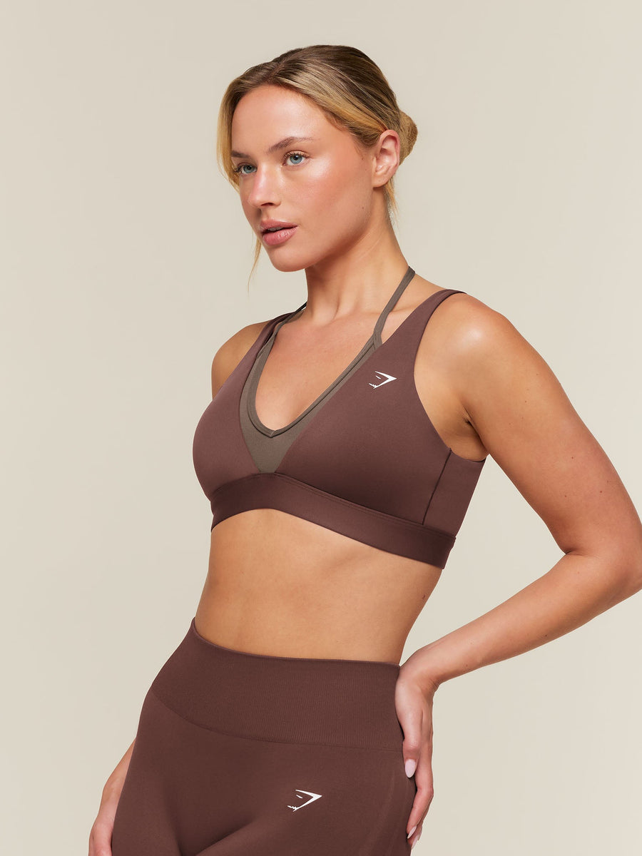 Gymshark Double Layer Medium Support Sports Bra — Espresso Brown/Soft Brown — 3