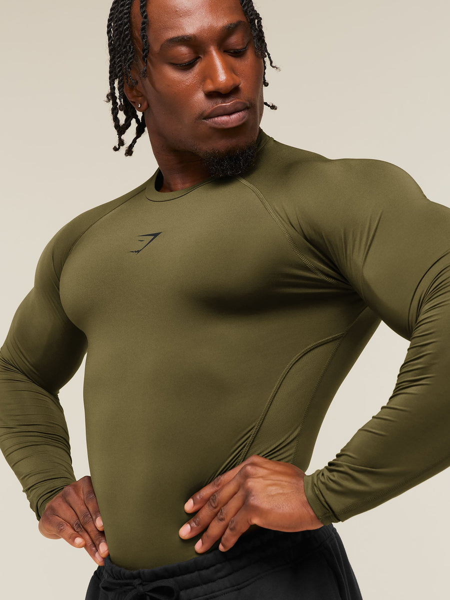 Gymshark Element Baselayer Long Sleeve T-Shirt — Canvas Green — 4