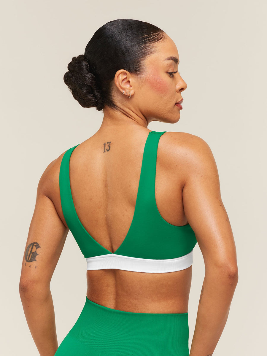 Gymshark Everyday Seamless Contrast Bra — Track Green — 2