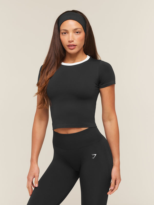 Gymshark Everyday Seamless Contrast T-Shirt — Black