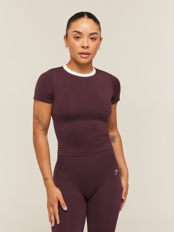 Gymshark Everyday Seamless Contrast T-Shirt — Cherry Purple