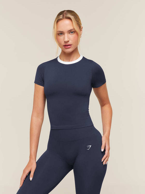 Gymshark Everyday Seamless Contrast T-Shirt — Heavy Blue