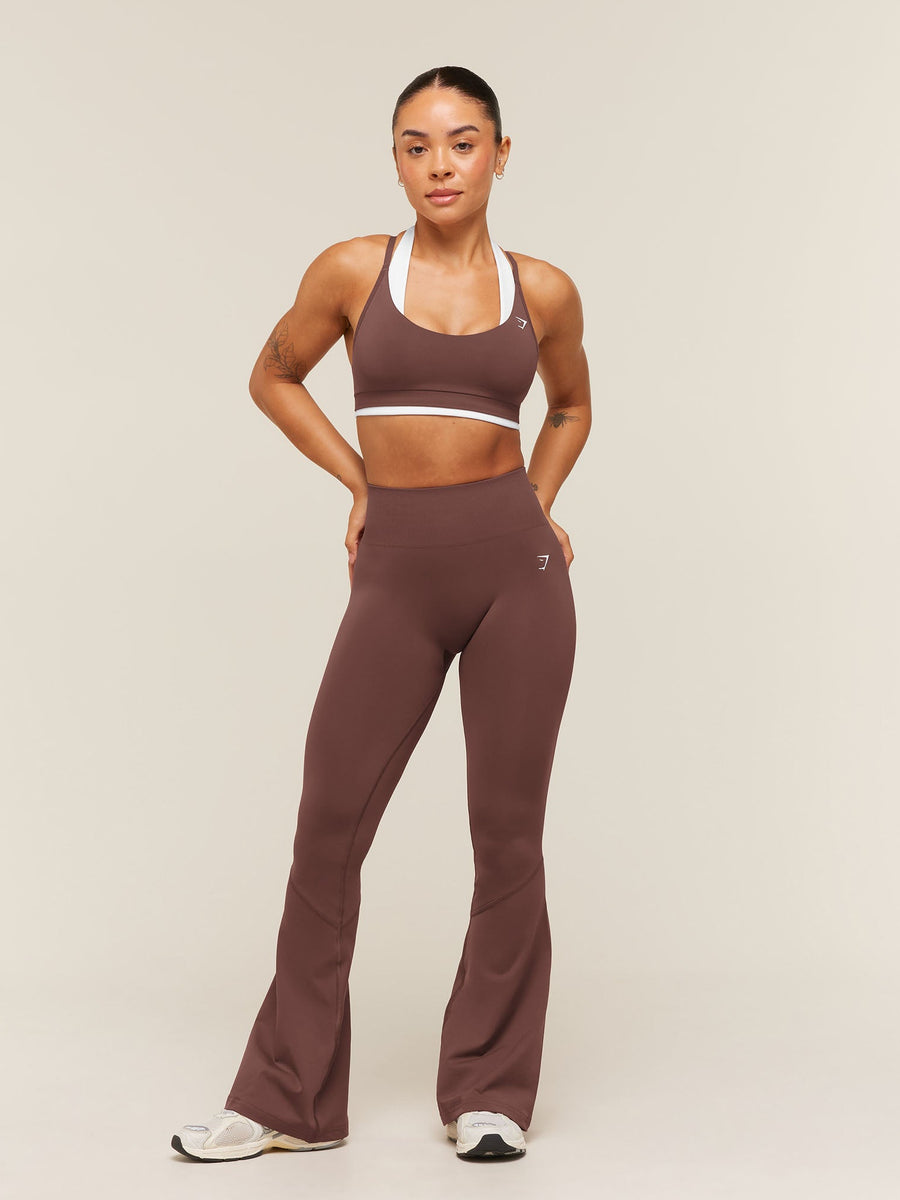 Gymshark Everyday Seamless Flared Leggings — Espresso Brown — 4