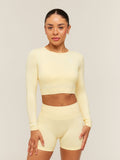 Gymshark Everyday Seamless Long Sleeve Crop Top — Butter Yellow — 1
