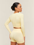 Gymshark Everyday Seamless Long Sleeve Crop Top — Butter Yellow — 2