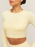 Gymshark Everyday Seamless Long Sleeve Crop Top — Butter Yellow — 4