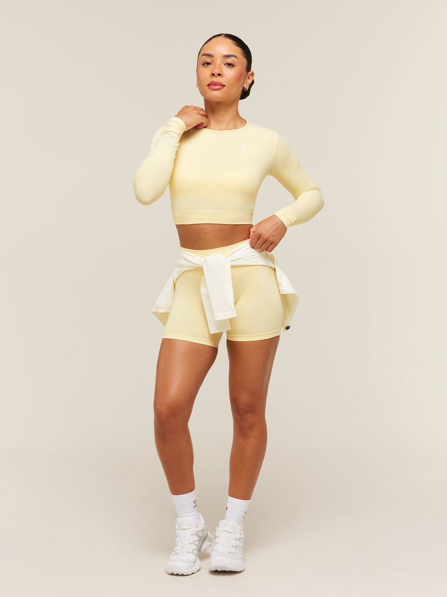 Gymshark Everyday Seamless Long Sleeve Crop Top — Butter Yellow — 3