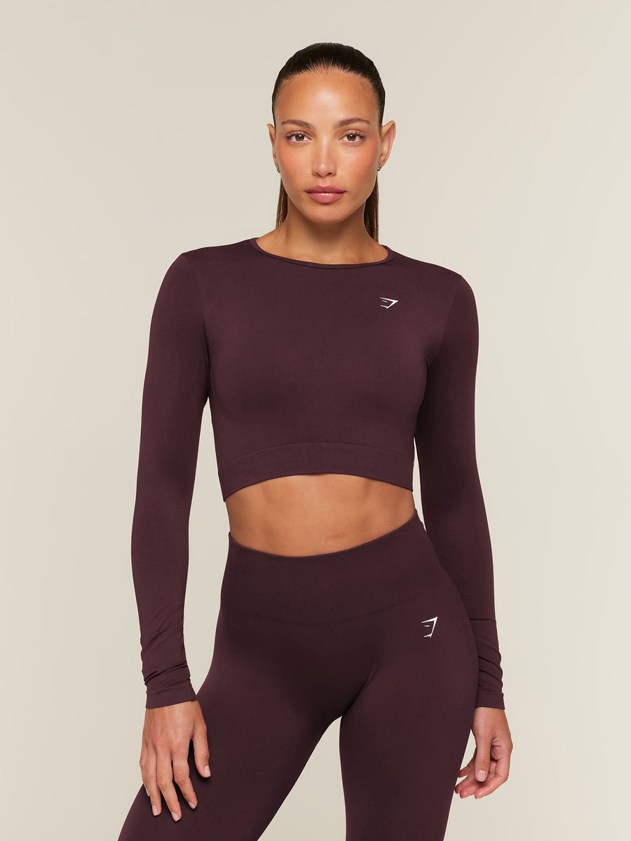 Gymshark Everyday Seamless Long Sleeve Crop Top — Cherry Purple — 1
