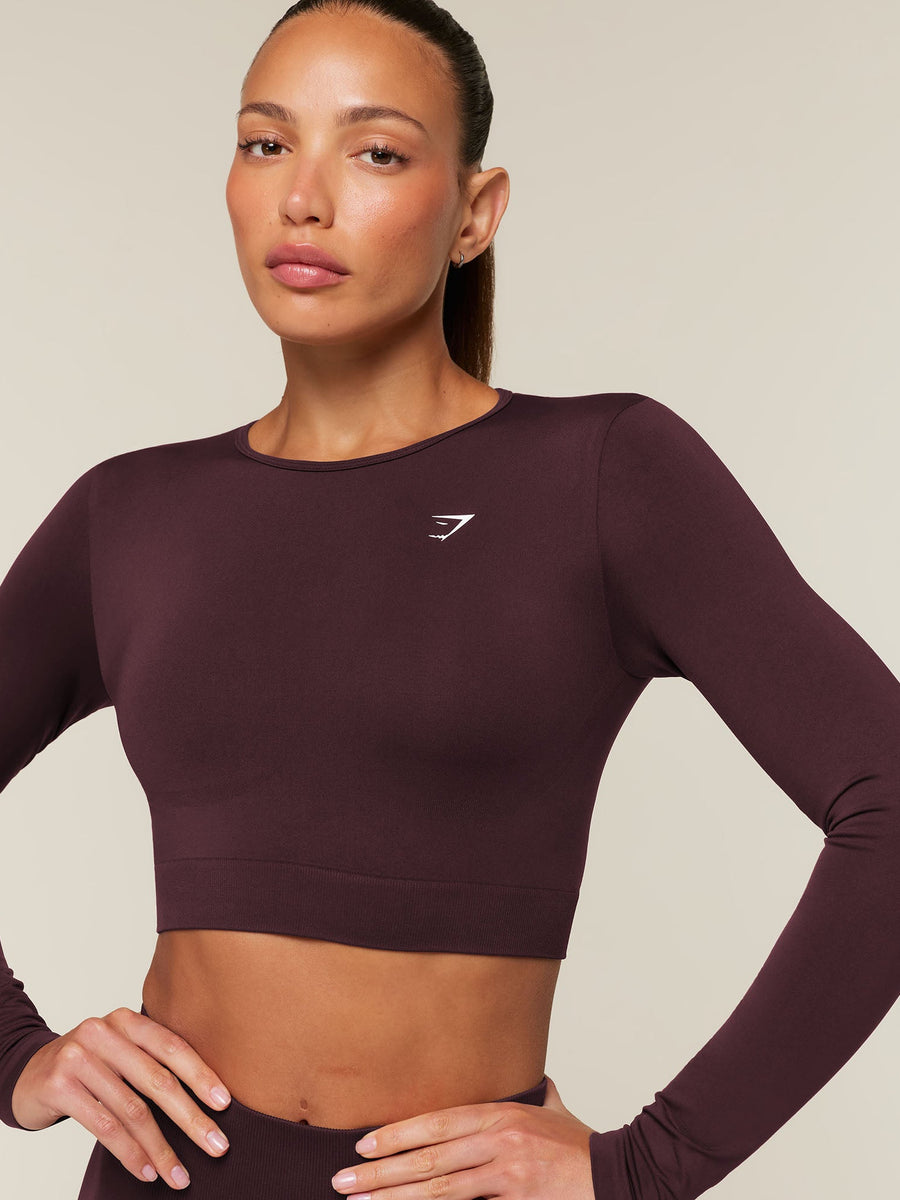 Gymshark Everyday Seamless Long Sleeve Crop Top — Cherry Purple — 4