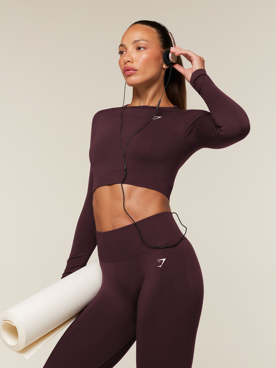 Gymshark Everyday Seamless Long Sleeve Crop Top — Cherry Purple — 5