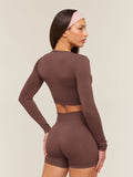 Gymshark Everyday Seamless Long Sleeve Crop Top — Espresso Brown — 2