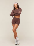 Gymshark Everyday Seamless Long Sleeve Crop Top — Espresso Brown — 3