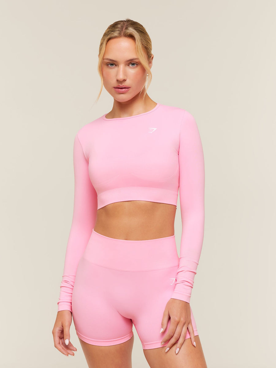 Gymshark Everyday Seamless Long Sleeve Crop Top — Poise Pink — 1