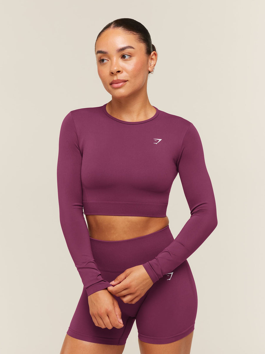 Gymshark Everyday Seamless Long Sleeve Crop Top — Strength Pink — 1