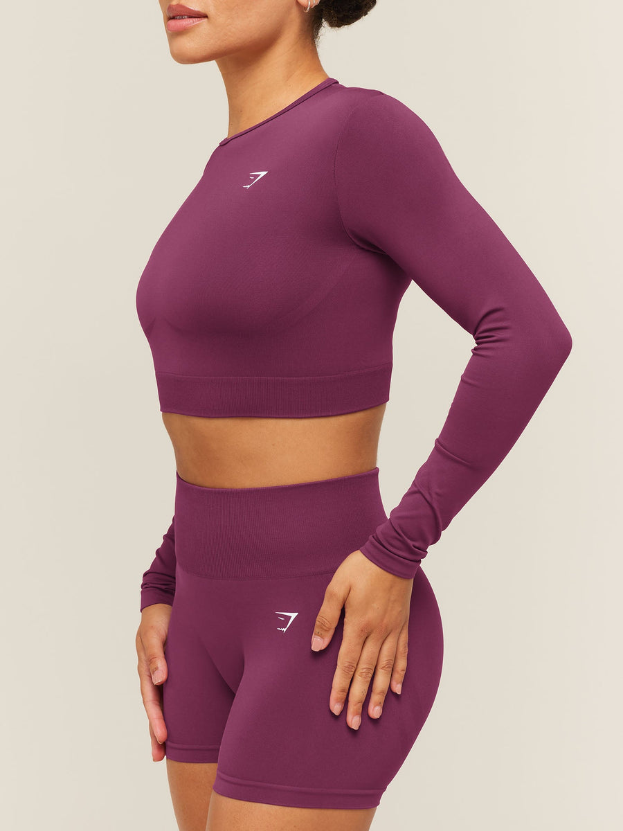 Gymshark Everyday Seamless Long Sleeve Crop Top — Strength Pink — 4