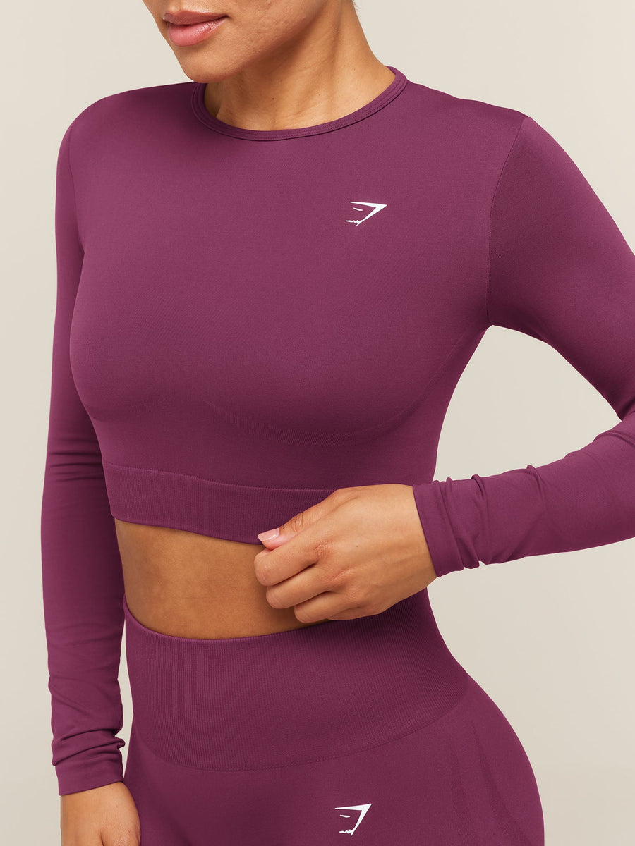 Gymshark Everyday Seamless Long Sleeve Crop Top — Strength Pink — 5